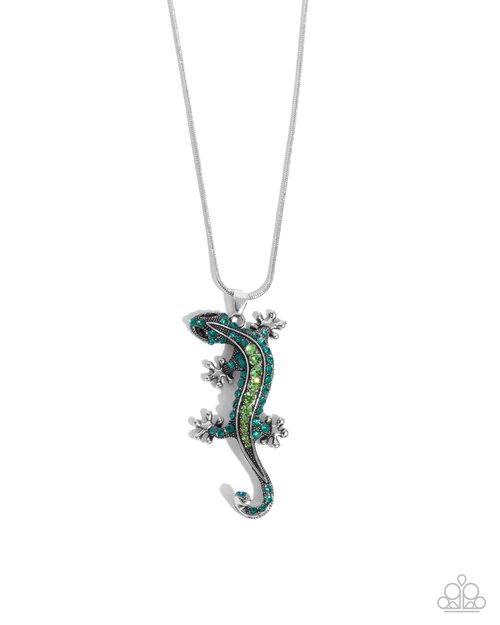 Shimmery Salamander - Green Necklace