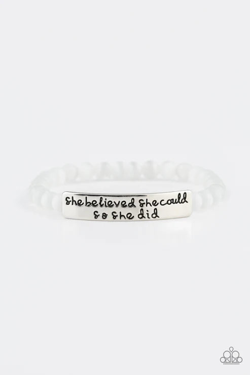 So She Did - White Bracelet