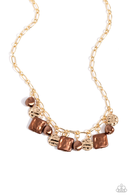 Sophisticated Squared - Brown Necklace