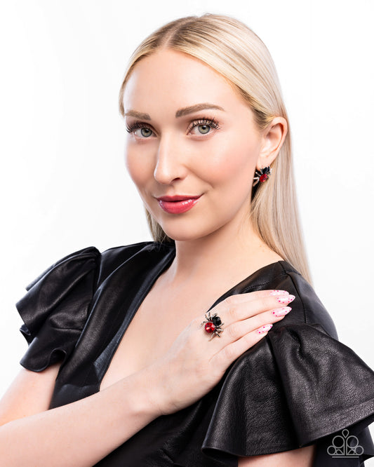Spider Bite Ring & Black Widow Earrings - Complete Look