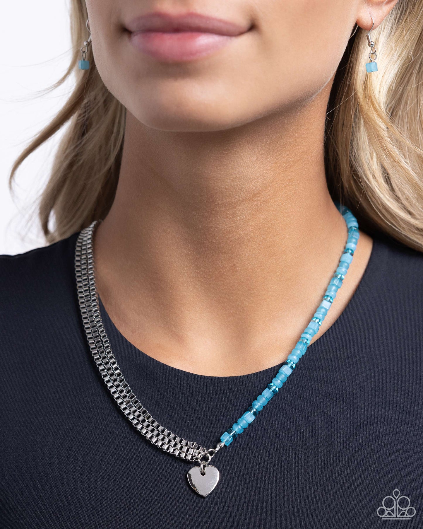 Squared Sweetheart - Blue Necklace