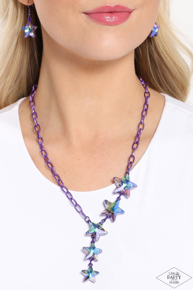 Star - Crossed Sparkle - Purple Necklace