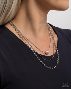 Symmetrical Shimmer - Pink Necklace