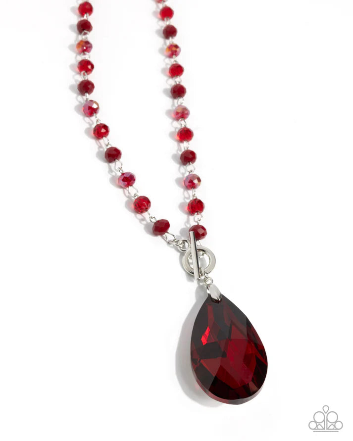 Teardrop Tale  - Red - Necklace