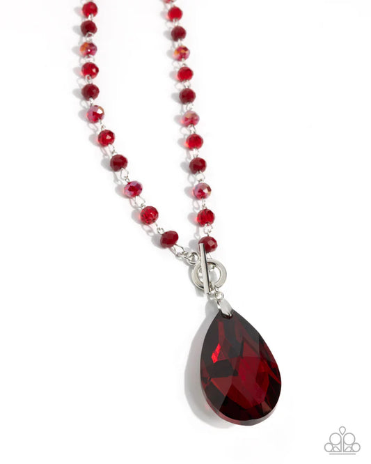Teardrop Tale  - Red - Necklace