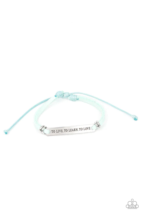 To Live To Learn To Love - Blue Bracelet