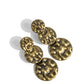 Triple Threat Texture - Brass Earring