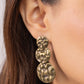 Triple Threat Texture - Brass Earring