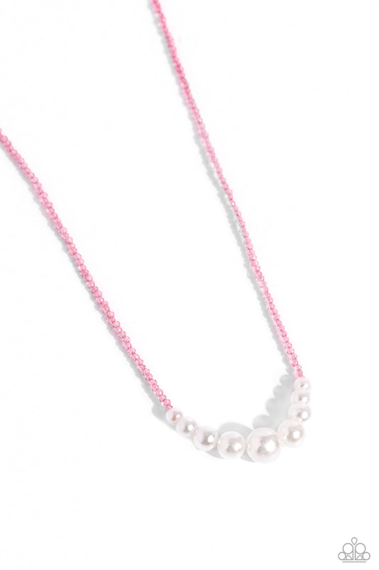 White Collar Whimsy - Pink Necklace