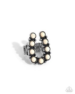 Wild West Wonder - White Earring and Wild West Whisper - White Ring - Complete Look