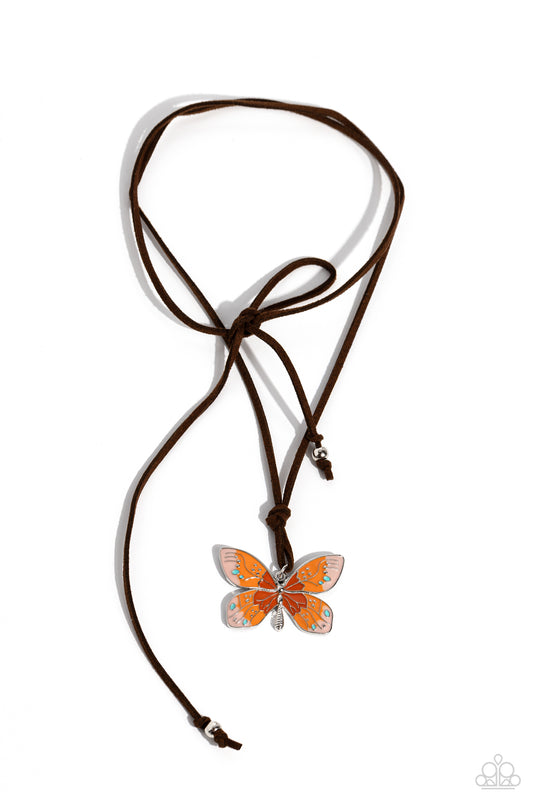 Winged Wanderer - Orange Necklace