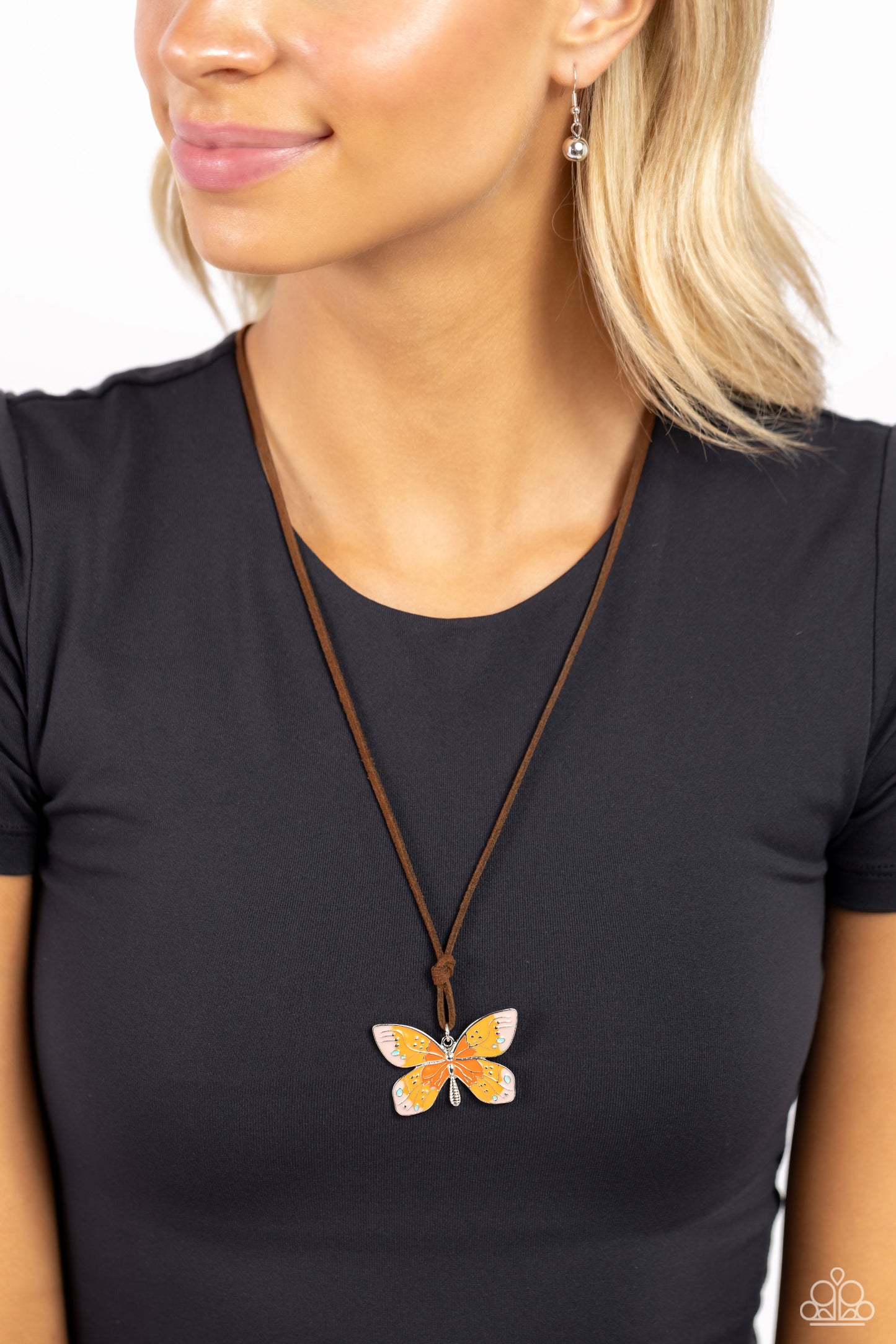 Winged Wanderer - Orange Necklace