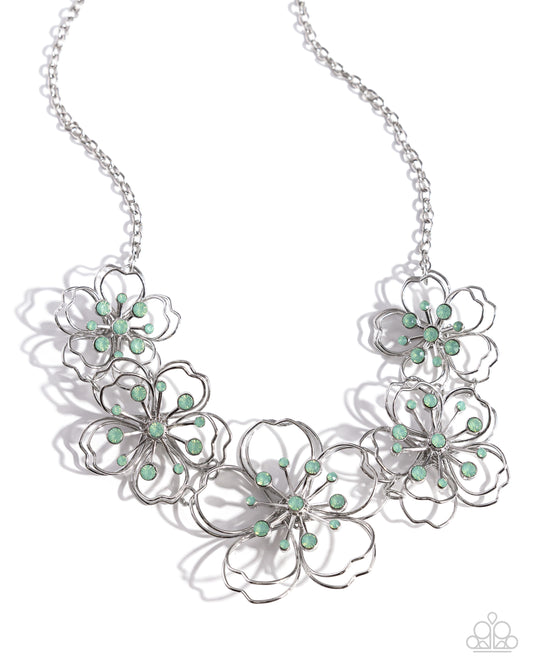Wiry Wallflowers - Green Necklace