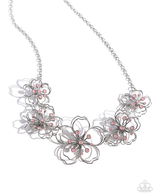 Wiry Wallflowers - Pink Necklace