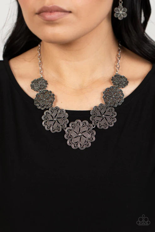 Basketful of Blossoms Silver Necklace