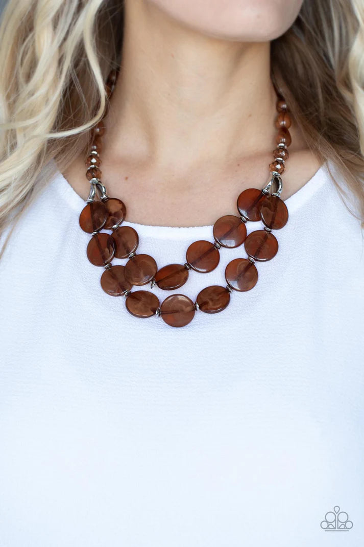 Beach Day Demure - Brown Necklace