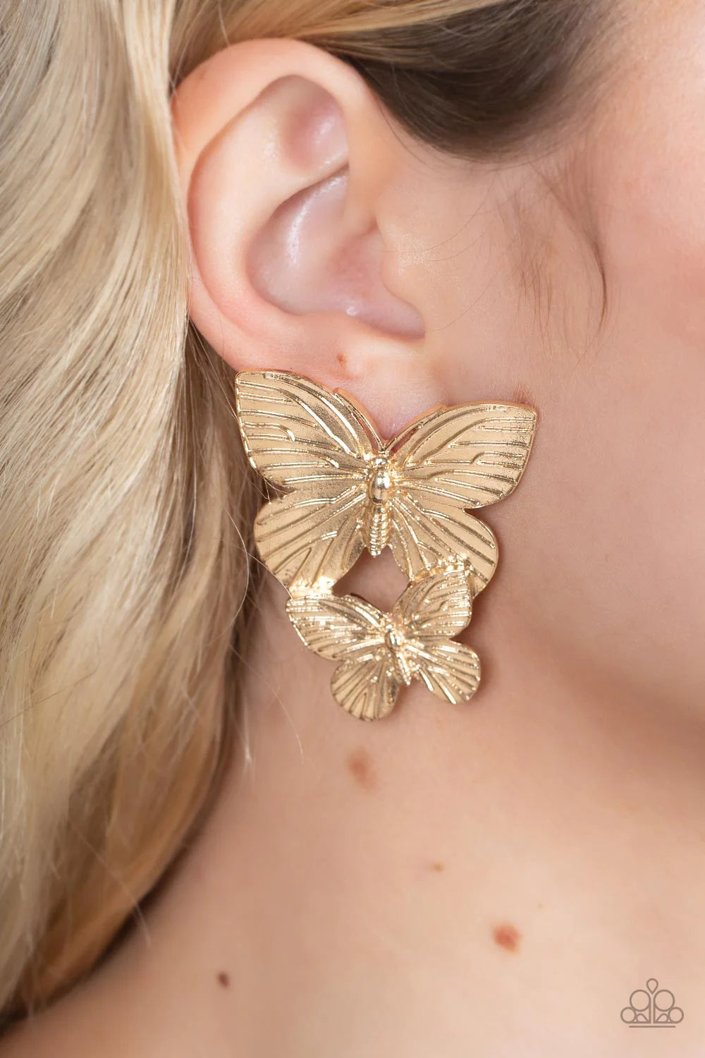 Blushing Butterflies - Gold Earring