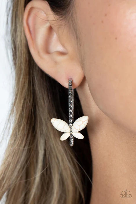 Bohemian Butterfly - White Earring