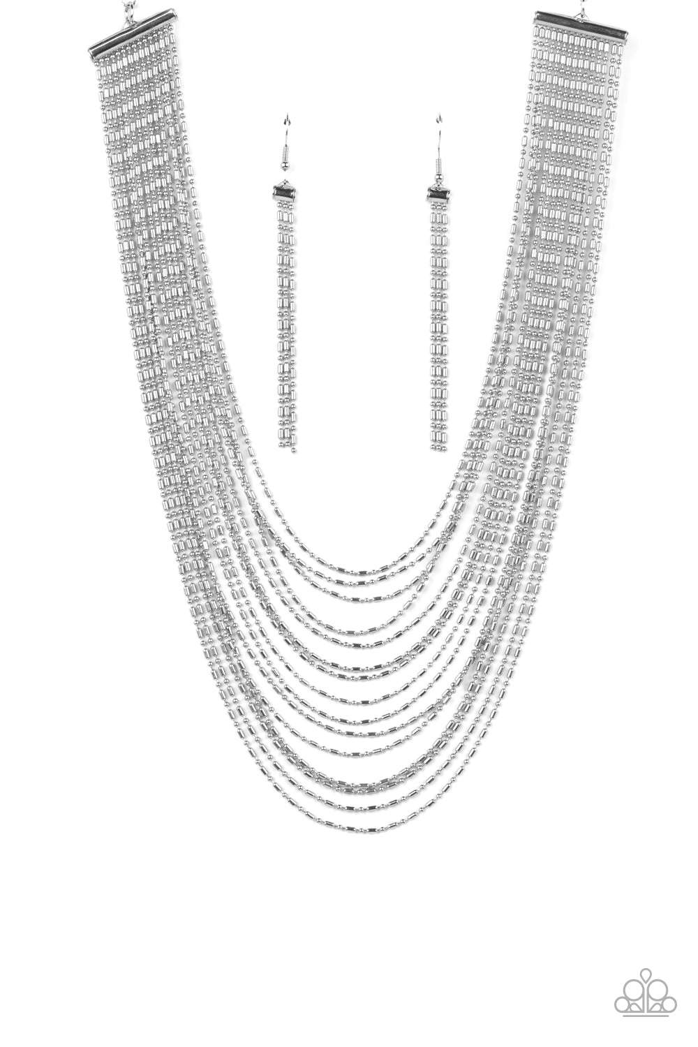 Cascading Chains Silver Necklace