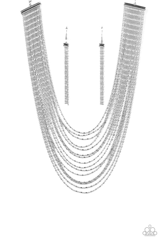 Cascading Chains Silver Necklace
