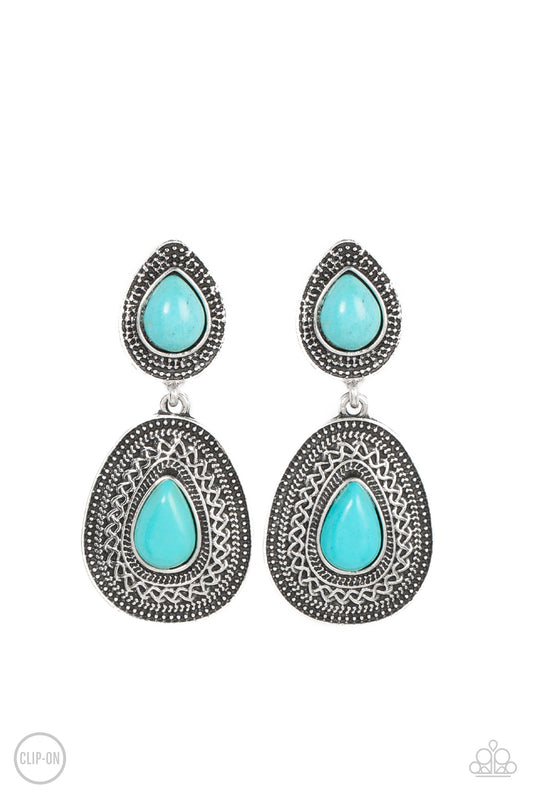 Country Soul - Blue Clip On Earring