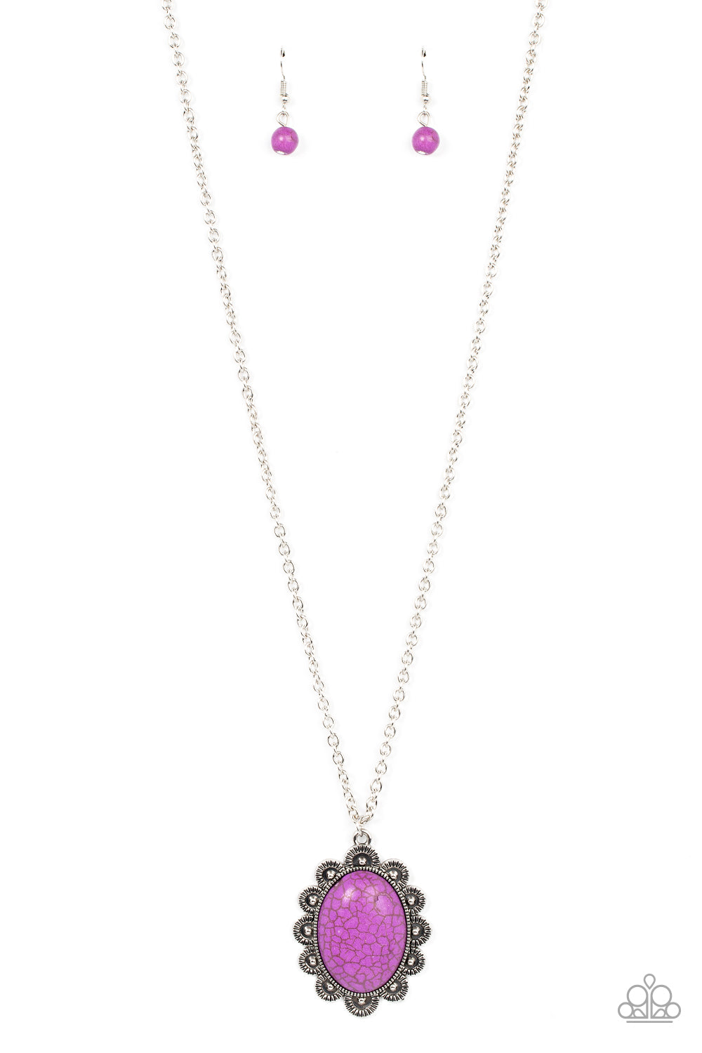 Daisy Dotted Deserts - Purple Necklace