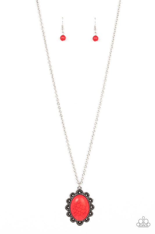 Daisy Dotted Deserts Red Necklace