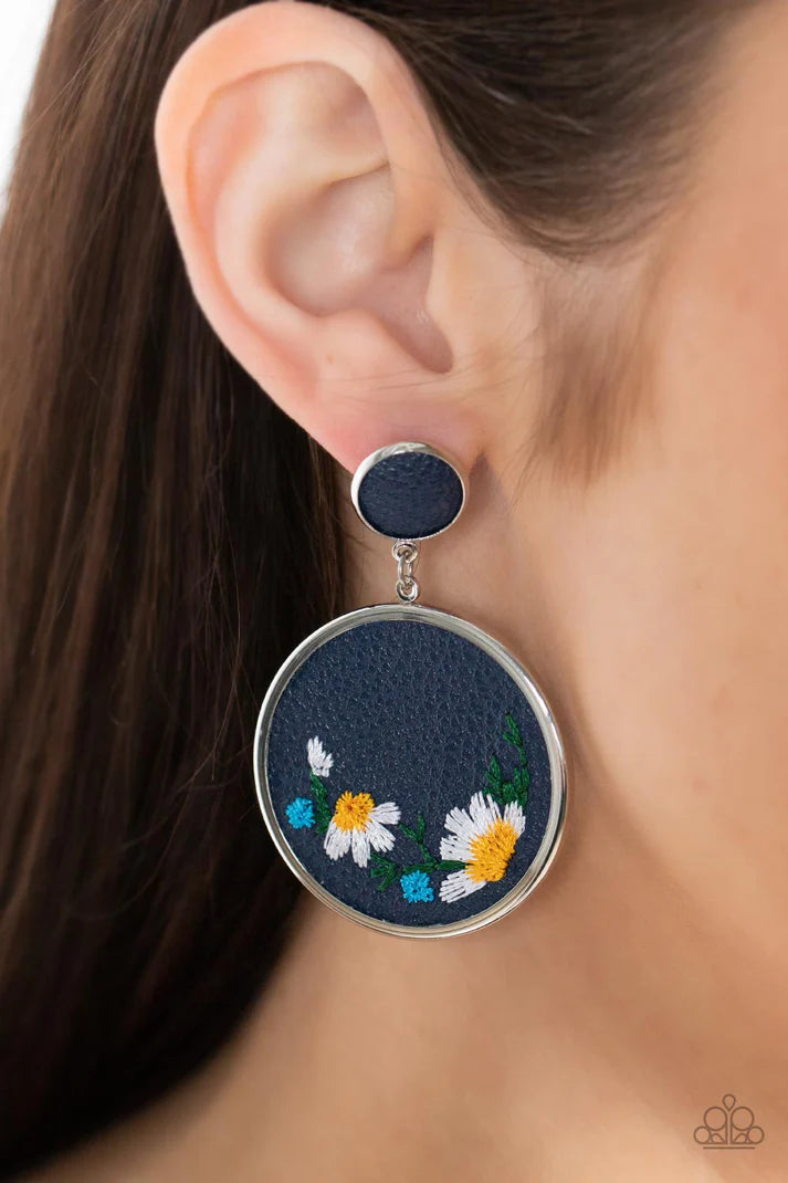 Embroidered Gardens - Blue Earring