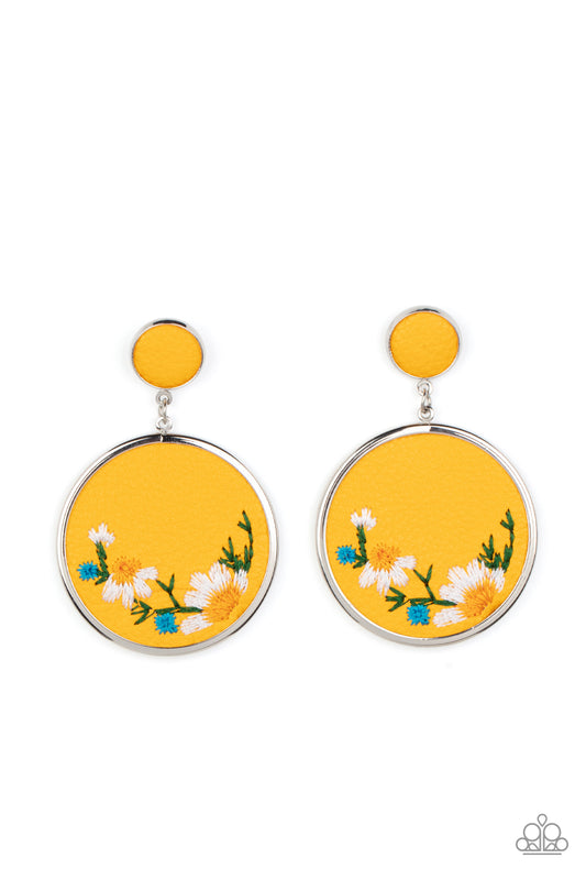 Embroidered Gardens - Yellow Earring