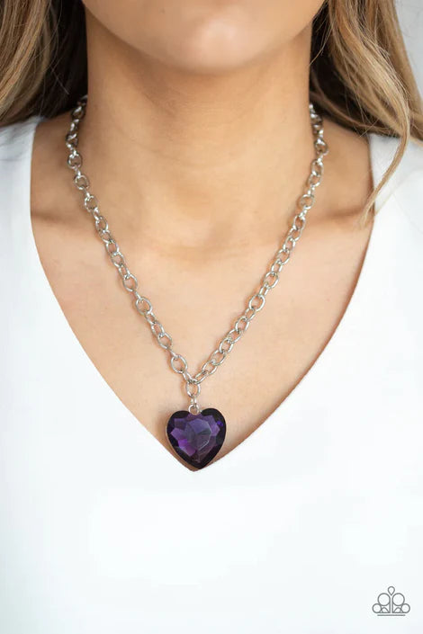 Flirtatiously Flashy - Purple Necklace