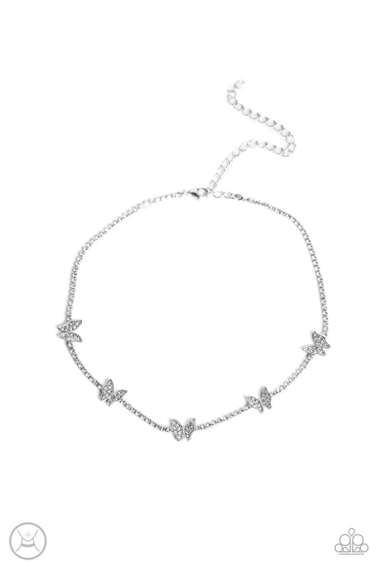Fluttering Fanatic - White Necklace