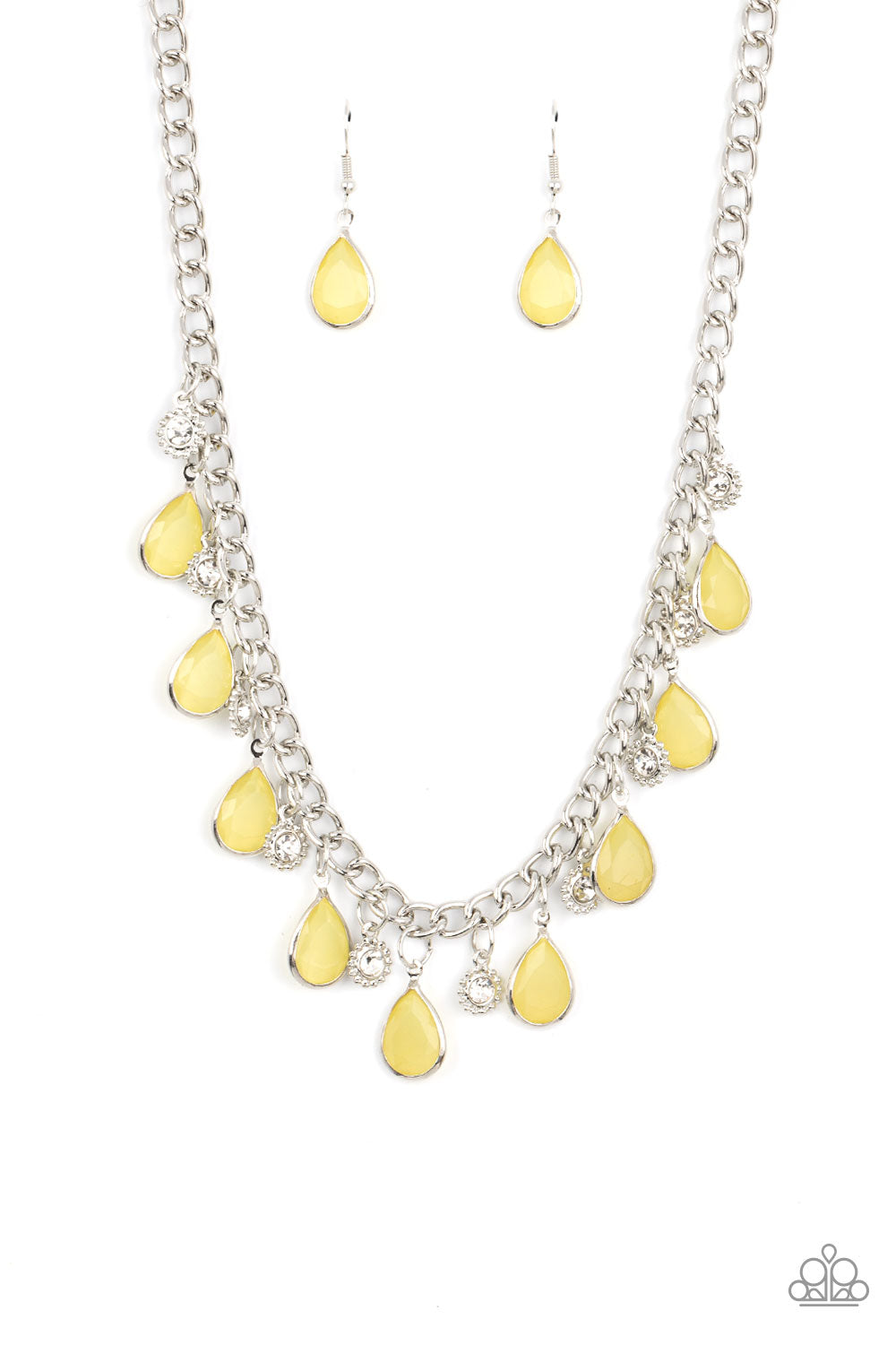 Frosted and Framed Yellow Necklace