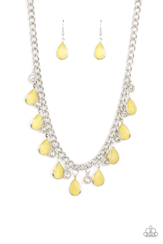Frosted and Framed Yellow Necklace