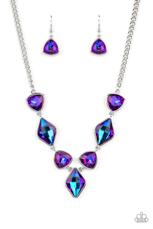 Glittering Geometrics Purple Necklace