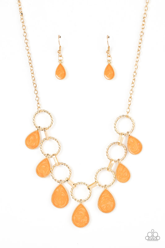 Golden Glimmer Orange Necklace