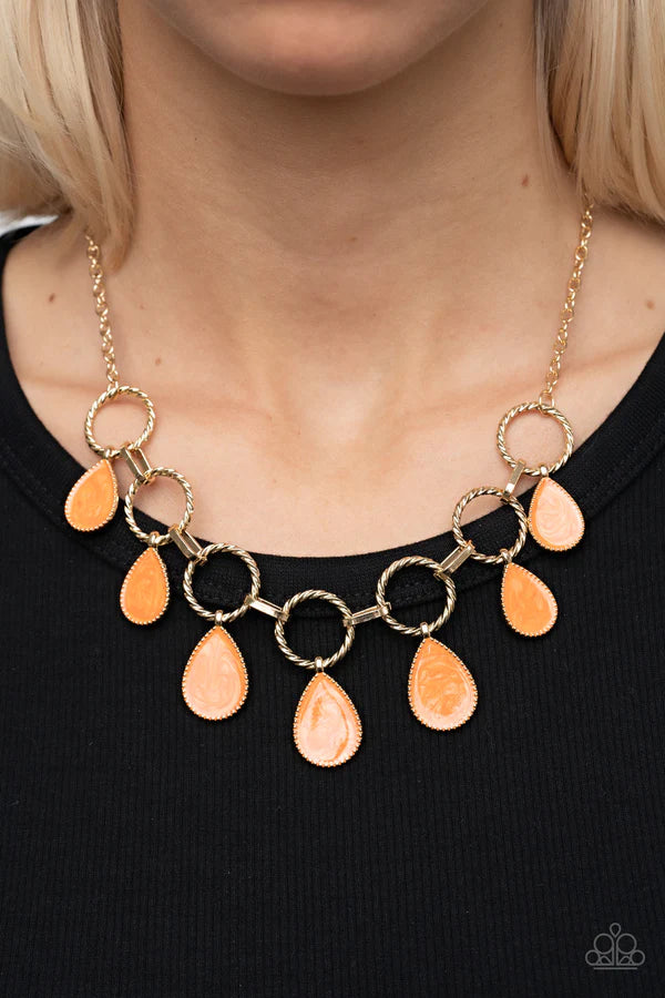 Golden Glimmer Orange Necklace