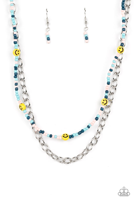 Happy Looks Good on You Blue Necklace