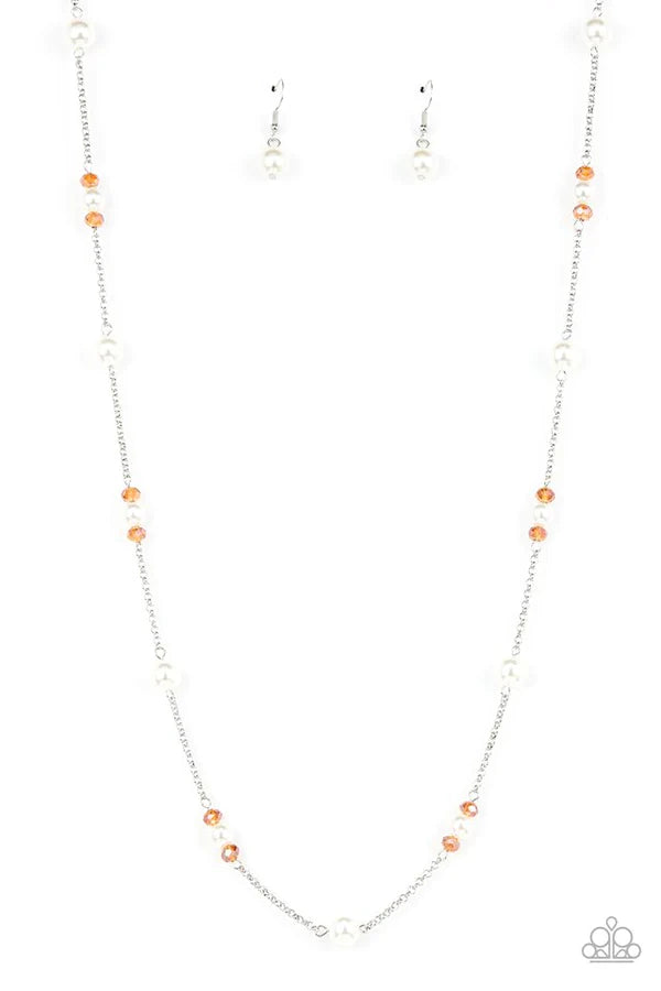 Keep Your Eye On The Ballroom Orange Necklace