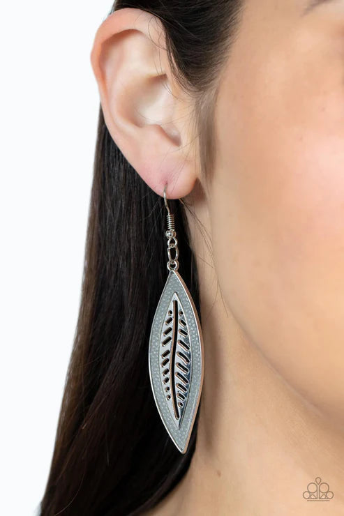 Leather Lagoon - Silver Earring