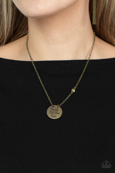 Live The Life You Love Brass Necklace