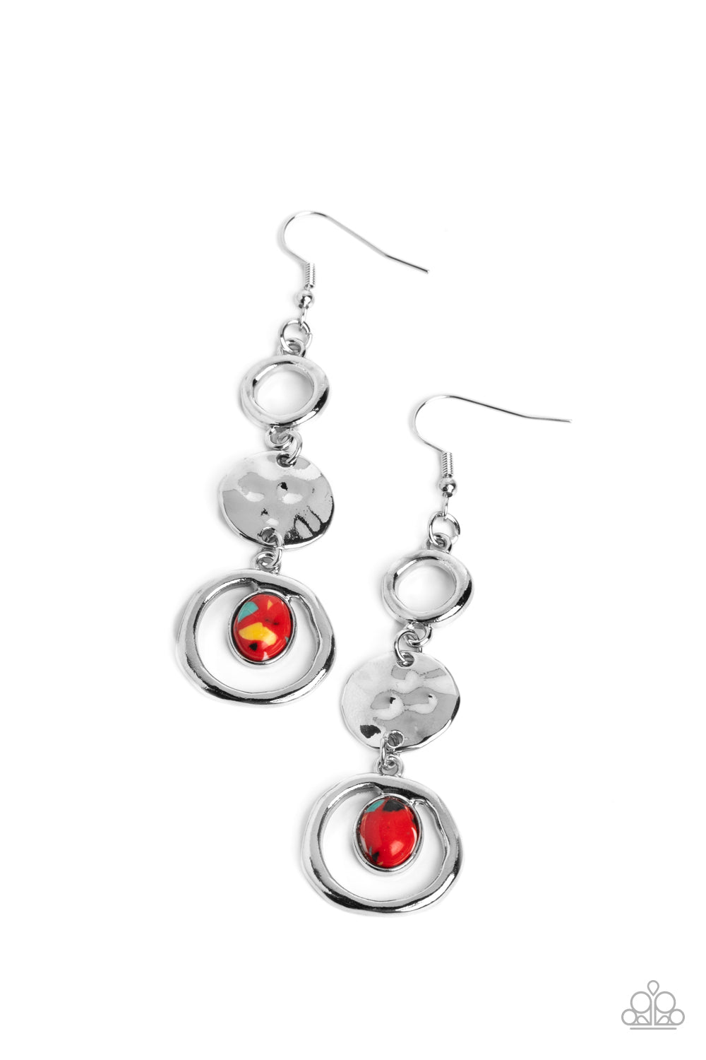Marble Montage - Red Earring