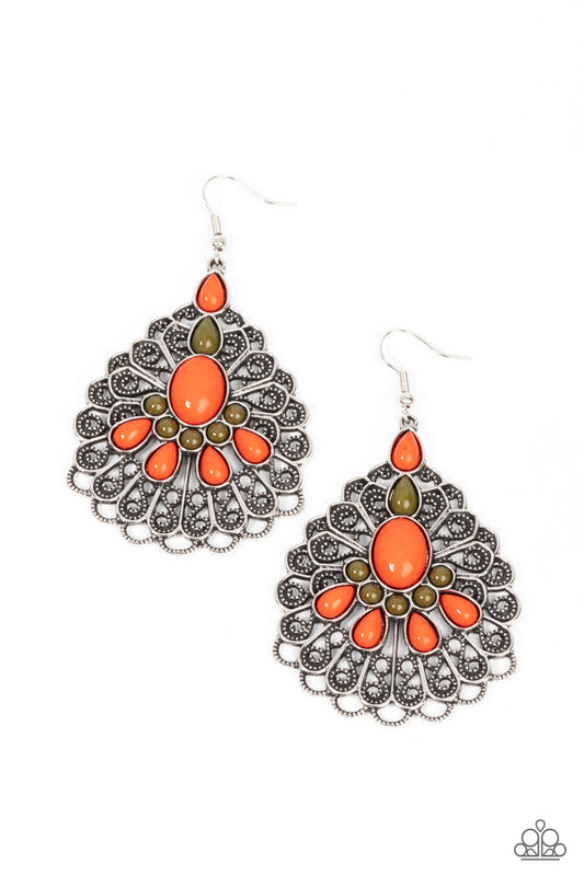 Peacock Prance - Orange Earring