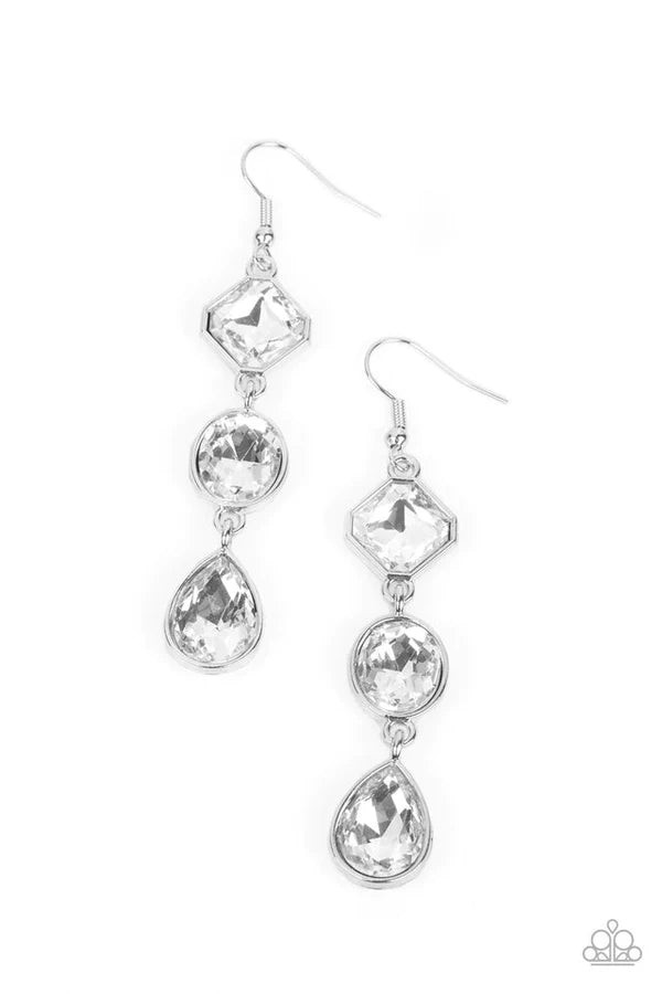 Reflective Rhinestones White Earring