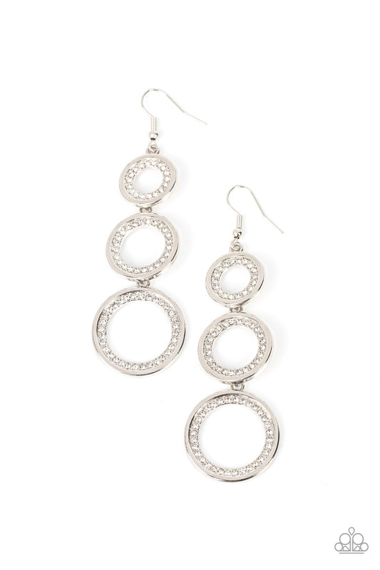 Shimmering in Circles - White Earring