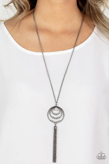 Spiraling Sparkle - Gun Metal Necklace