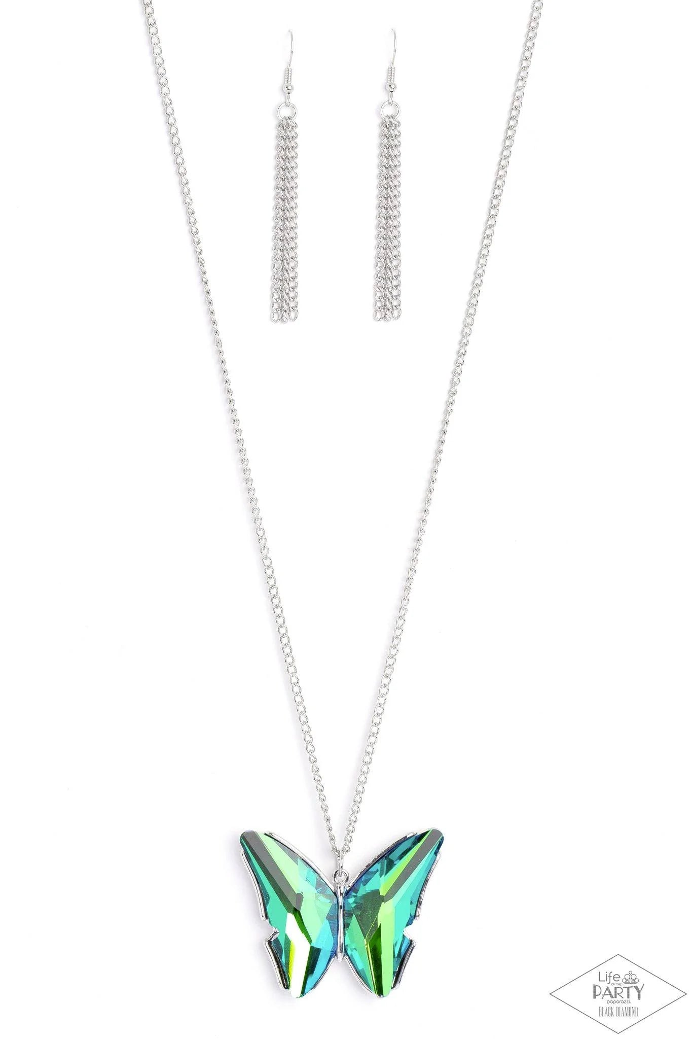 The Social Butterfly Effect Green Necklace