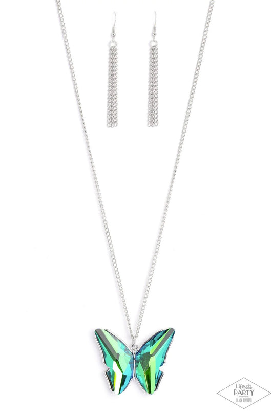 The Social Butterfly Effect Green Necklace