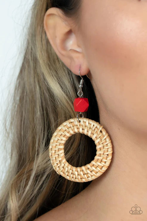 Wildly Wicker - Red Earring